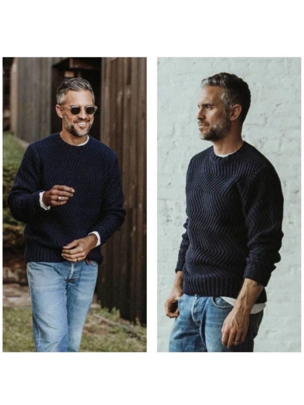 Taylor Stitch The Wave Mens Navy Blue Sweater Wool Blend Sz 42/L Preppy Classic